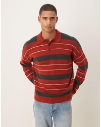ASOS - Oversized Knit Striped Rugby Polo Shirt - Lyst