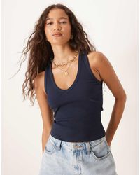 ASOS - Canotta A Coste Con Scollo A V - Lyst