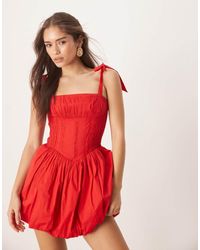 LACE & BEADS - Cotton Drop Hem Micro Mini Dress - Lyst