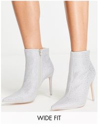 Public Desire - Verona Ruched Rhinestone Heeled Ankle Boots - Lyst