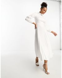 Closet - Long Sleeve Pleated Midaxi Dress - Lyst