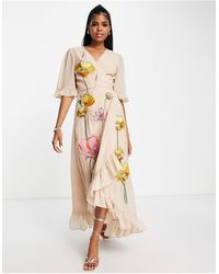 Hope & Ivy - Embroidered Wrap Maxi Dress - Lyst