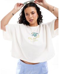 ONLY - Olive Print Crop T-shirt - Lyst