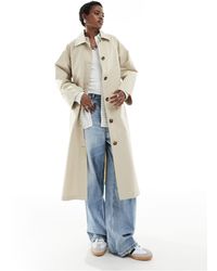 ONLY - Longline Textured Trench Coat - Lyst