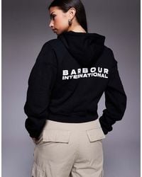 Barbour - Sudadera Corta Negra Con Capucha Y Logo Ciara De - Lyst