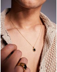 ASOS - Collier chaîne en acier inoxydable résistant à l'eau avec un pendentif ovale noir - Lyst