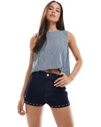ASOS - Denim Micro Short Co-ord With Studs - Lyst