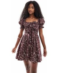 Miss Selfridge - Shirred Bust Tie Front Mini Dress - Lyst