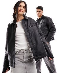 Reclaimed (vintage) - Unisex Zip Front Washed Leather Look Motor Jacket - Lyst