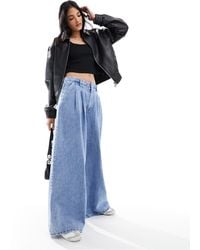 ASOS - Wide Leg Pleated Jeans - Lyst