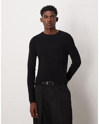 ASOS - Muscle Fit Long Sleeve Knitted Crew Neck T-shirt - Lyst