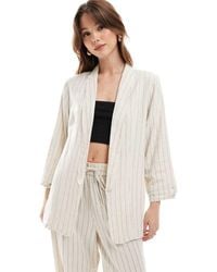 Pieces - Mix & Match Linen Touch Ruched Sleeve Blazer - Lyst