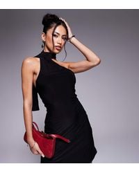Fashionkilla - Exclusive Slinky Double Sculpted Halterneck Scarf Detail Mini Dress - Lyst