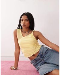 Reclaimed (vintage) - Ruched Side Twist Shoulder Top - Lyst