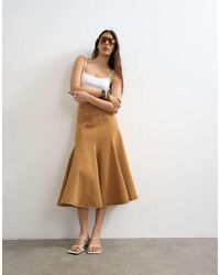 TOPSHOP - Denim Fit And Flare Maxi Skirt - Lyst