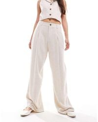 Miss Selfridge - Linen Blend Tailored Wide Leg Trouser - Lyst