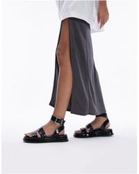 TOPSHOP - Wide Fit Grace Flat Sandal With Buckle Detail - Lyst