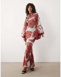 ASOS - High Neck Maxi Dress With Godet Hem - Lyst
