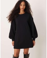 ASOS - Cotton Trapeze Sweatshirt Fabric Mini Dress - Lyst