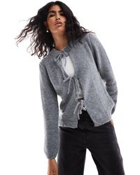 ASOS - Knitted Wool Blend Oversized Tie Front Cardigan - Lyst