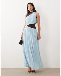 ASOS - Maxi Tiered Mesh Colour Block Slash Neck Dress - Lyst