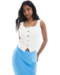 Vero Moda - Buttondown Denim Corset Top - Lyst