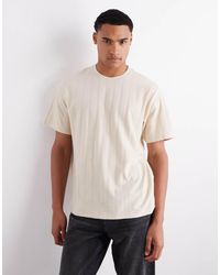 JJ Rebel - T-Shirt Oversize Color Crema Testurizzata A Righe - Lyst