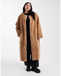 ASOS - Asos Design Curve Collarless Bonded Faux Fur Coat - Lyst