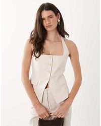 Mango - Boreli 100% Linen Halterneck Waistcoat Co-ord - Lyst