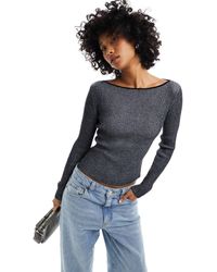 Monki - Long Sleeve Knitted Crop Top - Lyst