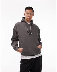 TOPMAN - Oversized Fit Hoodie With Sacred Heart Tattoo - Lyst