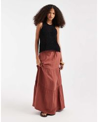 Pieces - Boho Tiered Maxi Skirt - Lyst