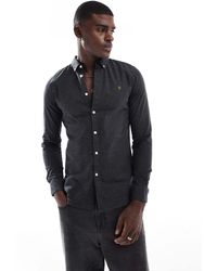 Farah - Camisa Oxford Carbón Jaspeado De Corte Slim Y Manga Larga Steen De - Lyst