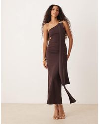 ASOS - Cut Out One Shoulder Maxi Dress With Hammered Trim - Lyst