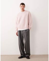 ASOS - Pantalon habillé ample en flanelle à fines rayures avec taille élastique - anthracite - Lyst
