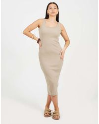 Brave Soul - Scoop Neck Bodycon Midi Dress - Lyst