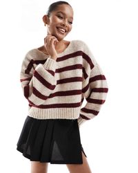 ONLY - Wide Neck Stripe Jumper - Lyst