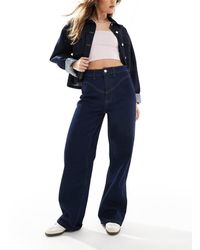 ASOS - Vaqueros De Pernera Recta De Estilo Wéstern Con Lavado Añil Y Detalle De Costuras De - Marino - Lyst