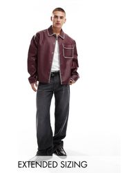 ASOS - Harrington Jack Van Imitatieleer Met Contrasterende Stiksels - Lyst