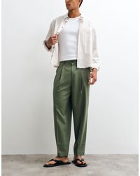 ASOS - Summer Wool Oversized Tapered Pleated Trousers - Lyst