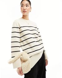 SELECTED - Jersey blanco a rayas negras - Lyst