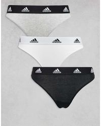 adidas - Pack De 3 Tangas De Color Negro, Gris Y Blanco De Algodón Active Comfort De - Lyst