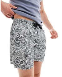 Pull&Bear - Pantaloncini Da Bagno Neri E Bianchi Con Stampa - Lyst