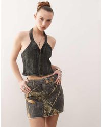 Guess - Falda Vaquera Negro Lavado Con Cinturón De - Lyst