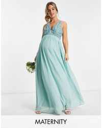 Beauut - Maternity Bridesmaid Embellished V Neck Maxi Dress - Lyst
