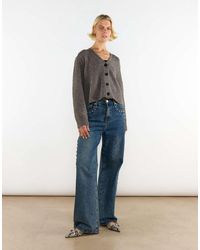 Glamorous - V-Neck Button Front Long Sleeve Cardigan - Lyst