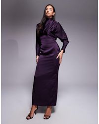 TFNC London - – ziya – hochgeschlossenes maxikleid aus satin - Lyst