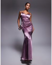 Goddiva - Cowl Back Satin Maxi Dress - Lyst