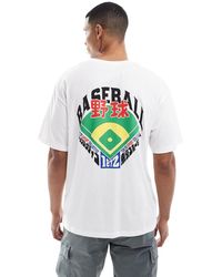 Jack & Jones - Camiseta Blanca Extragrande Con Estampado De Béisbol Japonés En La Espalda De -Blanco - Lyst