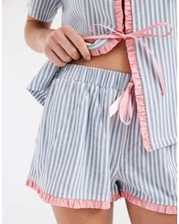 Daisy Street - Tie Shirt And Boxer Pyjama Shorts - Lyst